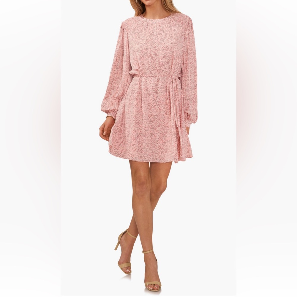 Vince Camuto Abstract Floral Long  Sleeve Dress